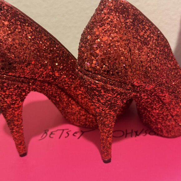 Betsey Johnson Red Glitter Pumps Cosplay Wizard Of Oz - Picture 6 of 6